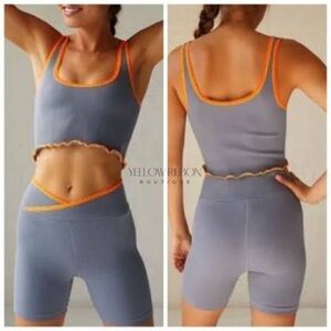 Free People Movement shorts & top Free Throw set grey with orange trim XS
